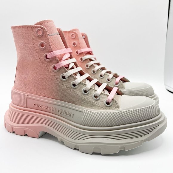 New Alexander McQueen Ombré Treadslick High-Top Sneakers, Size 37 / US 7, Displa - Picture 2 of 11